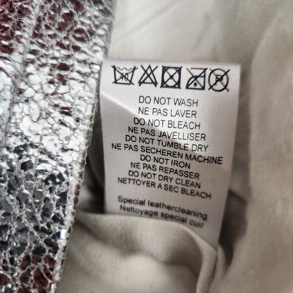 Retrofete Nico Mini Leather Skirt in Silver Size Large NWT - Picture 7 of 7